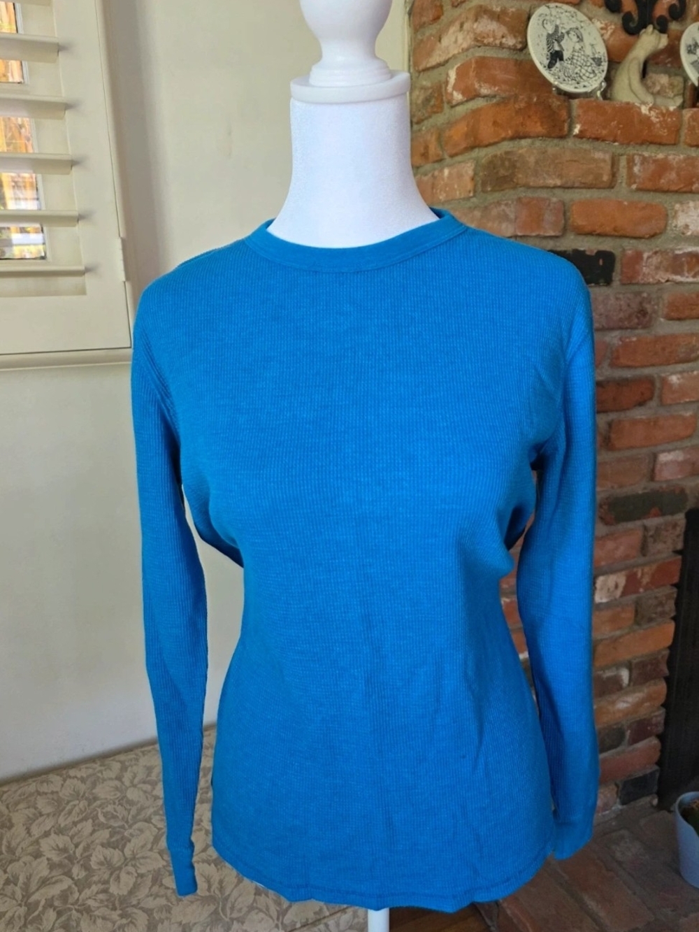 Old Navy Long-Sleeve Ribbed Crewneck Top - Teal Blue